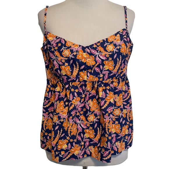 J. Crew Flowy Cotton Poplin Camisole Women's Large Painted Block Print Flowy Top - Picture 2 of 10